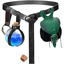 SUMGOGO 4 Pcs Halloween Renaissance Belt Pouch Witch Bottle Skirt Hikes Medieval Viking Pirate Leather Belt Costume Set