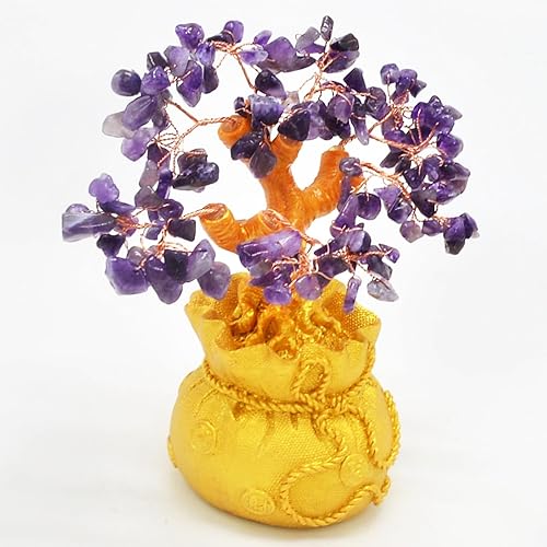 Miniatura 7 de Árbol de gemas de cuarzo rosa natural, árbol de cristal de energía positiva, estatua de Feng Shui, bolsa del tesoro, árbol de chakras manual,