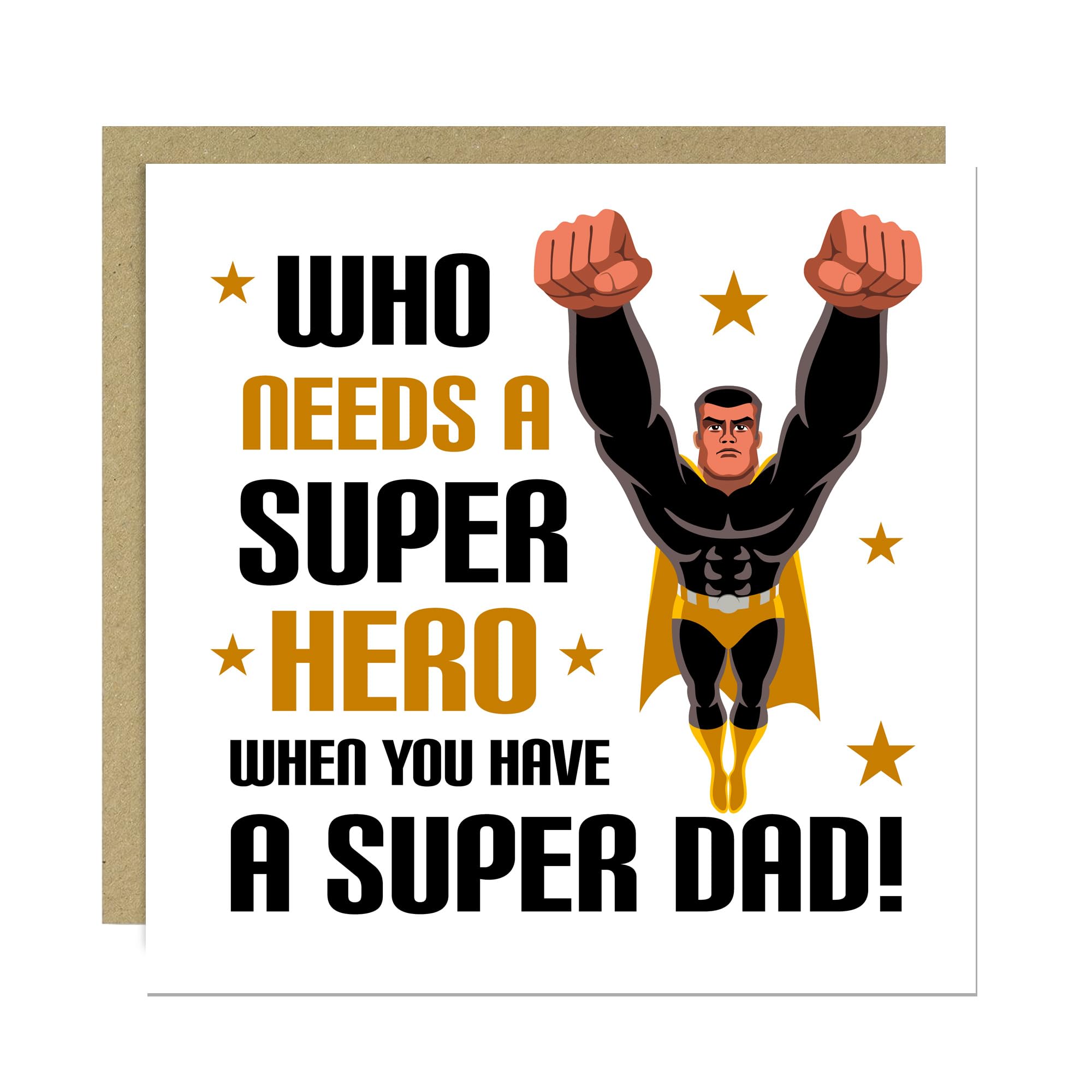 RED OCEAN Superhero Dad Card For Fathers Day Birthday Novelty 145x145mm With Kraft Envelope Dad Card From Daughter Son Father's Day Cards For Daddy