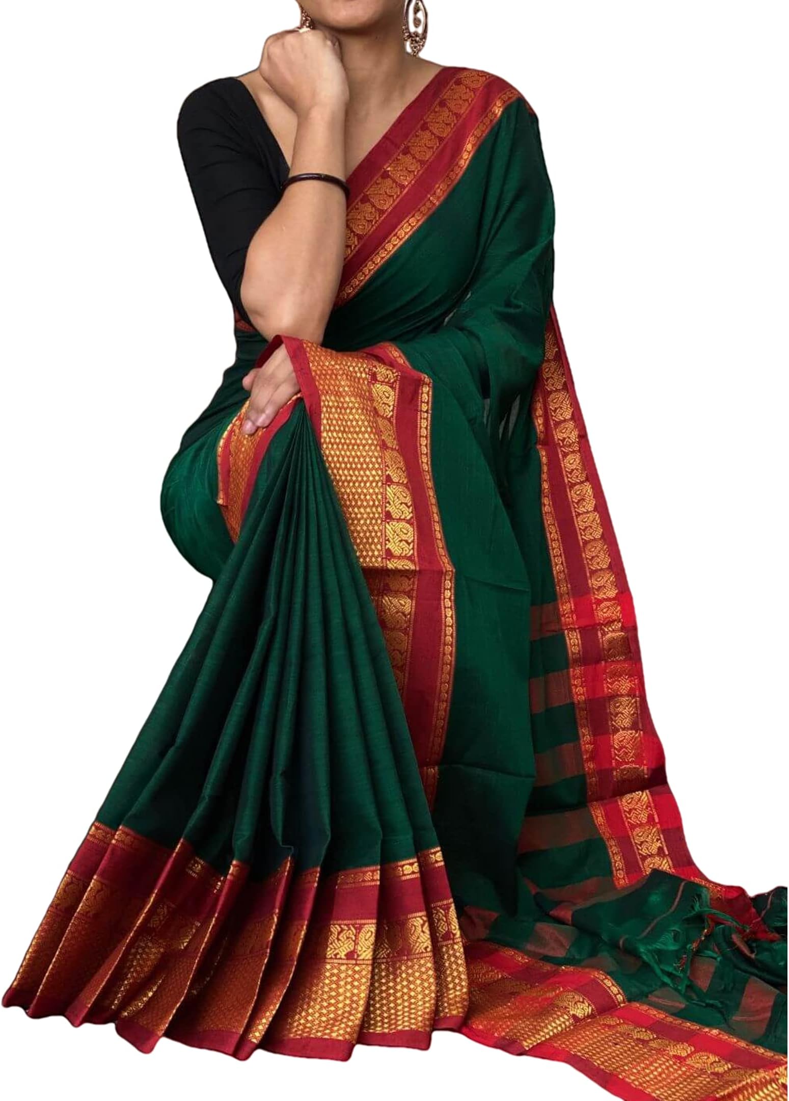 Narayanpet Pure Handloom Cotton saree with Running Blouse piece From The Weavers Of Karnataka India