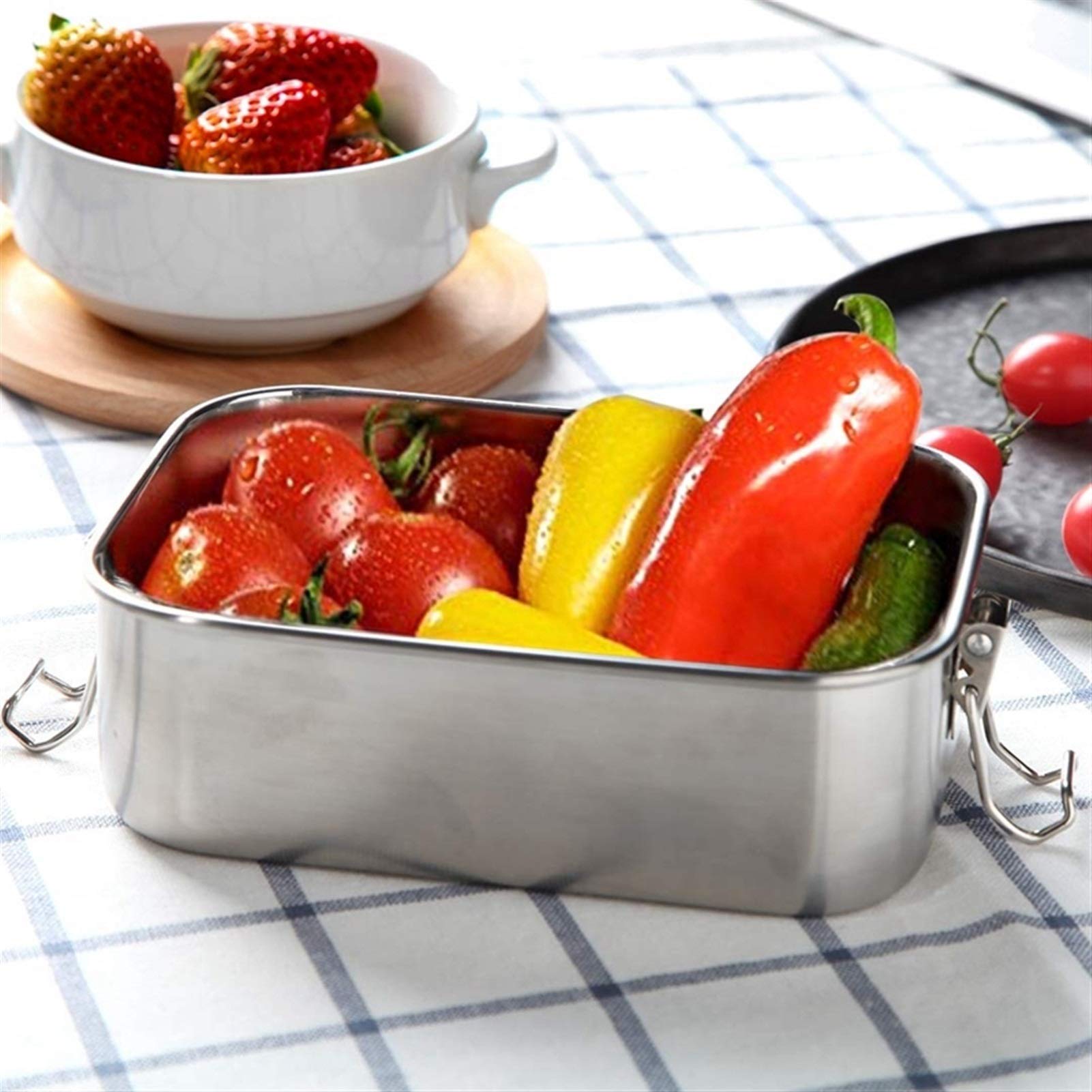Caja de Comida, Contenedor de Comida Acero Inoxidable con Cierre hermético y diseño a Prueba Fugas, Fiambrera 800 ml, loncheras
