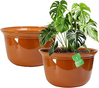 18 inch Big Plant Pots, 2 Pack Large Round Planters for Outdoor Plants, ...