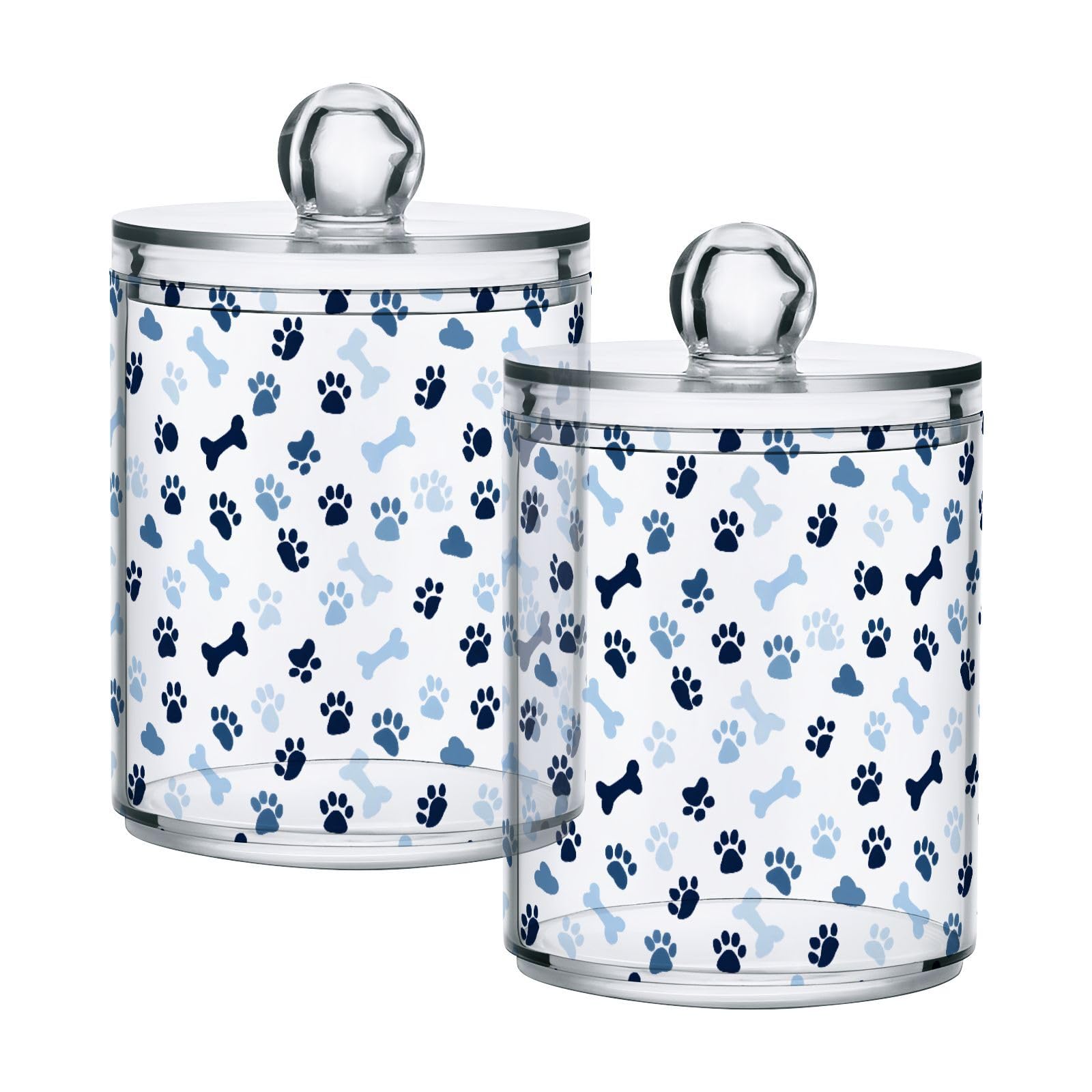 senya Plastic Cotton Swab Ball Pad Holder 10 Oz Bathroom Organizer Qtip Apothecary Jar Clear Container Dispenser Blue