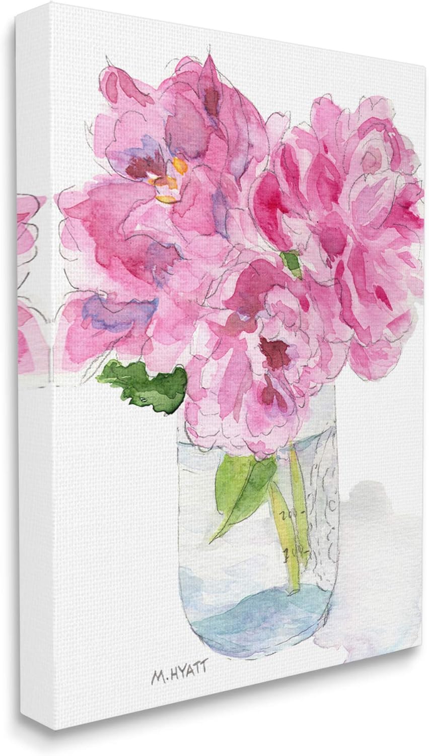 Stupell Industries Pink Peonies in Classic Canning Jar, Design by Melissa Hyatt LLC Canvas Wall Art, 16 x 20