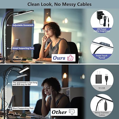 Miniatura 6 de EppieBasic Lámpara de escritorio, luces de escritorio de arquitecto para oficina en casa, lámparas de escritorio LED para el cuidado de los ojos con