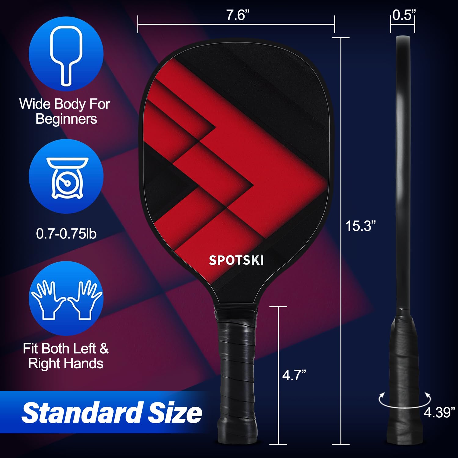 SPOTSKI Pickleball Paddles, Pickleball Set with 4 Lightweight Wood Pickleball Paddles, 4 Outdoor & Indoor Pickleball Balls, 4 Cooling Towels and Carrying Bag, Pickleball Racquets for Men Women