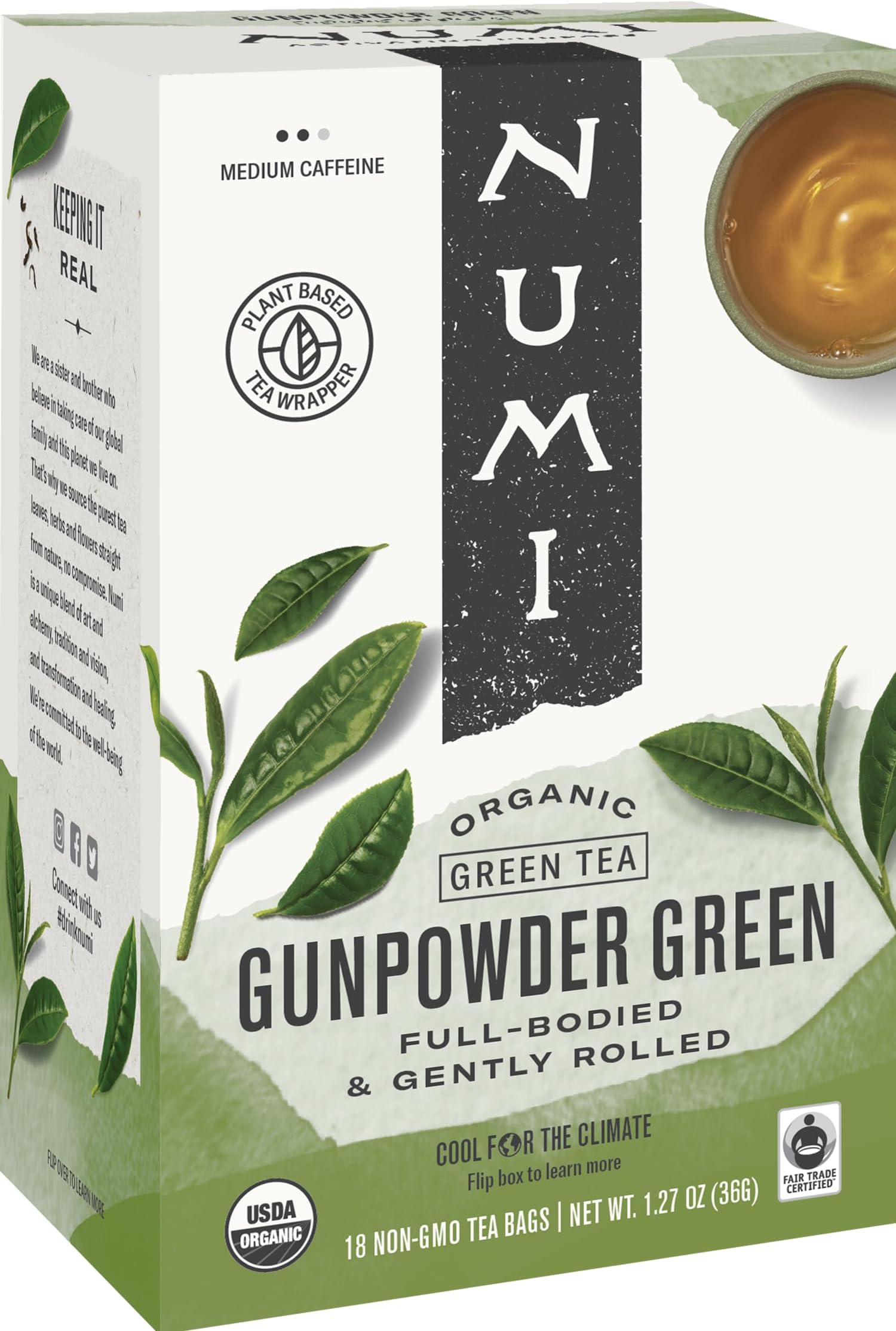 Organic Tea Gunpowder Green Temple Heaven Green Tea - 18 Count (Pack of 6)