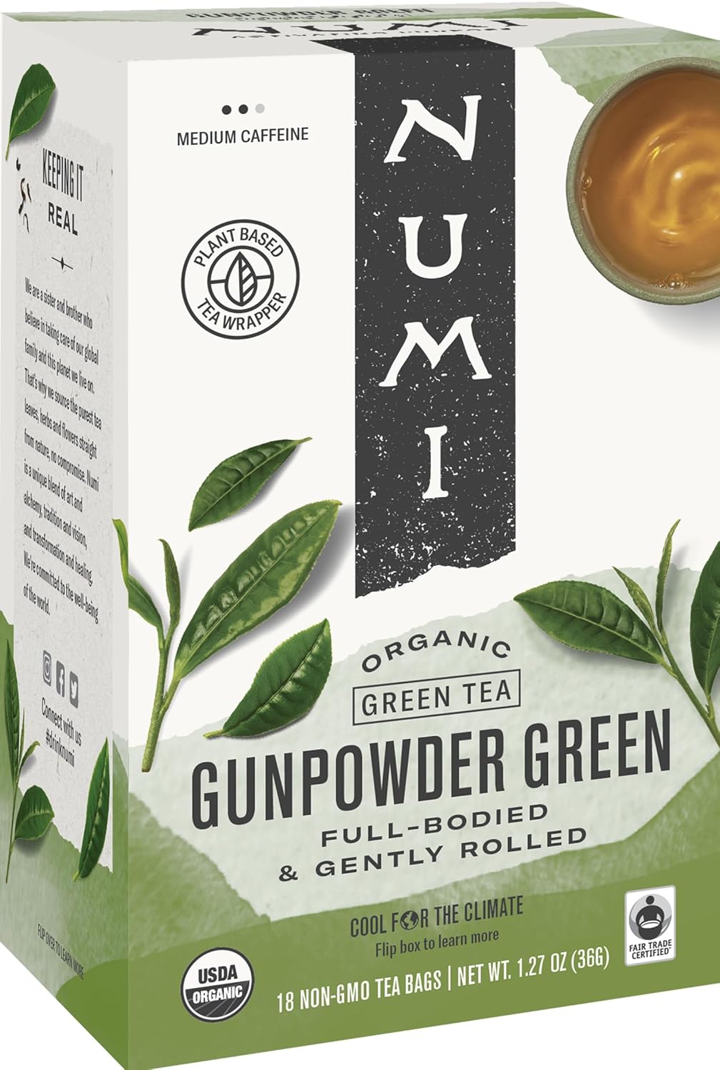 Numi Organic Tea Gunpowder Green Temple Heaven Green Tea - 18 Count (Pack of 6)