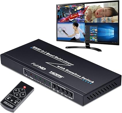 Amazon Eleview Hdmi画面分割切替器 マルチビューワー 4入力1出力 フルhd対応 4画面分割表示 Pbp 同時出力 全画面モード シームレス瞬時切り替え 映像がパッと表示される リモコン付き Ehd 606y Eleview Avセレクター