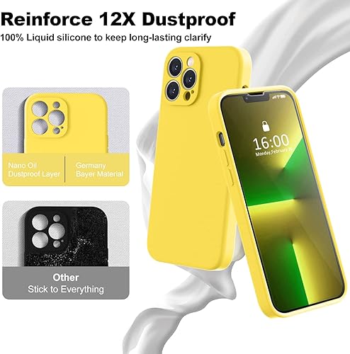 Miniatura 677 de BossKiss Funda compatible con iPhone 14 Pro, silicona mejorada [protección de cámara] [2 protectores de pantalla 9H], forro interior de microfibra