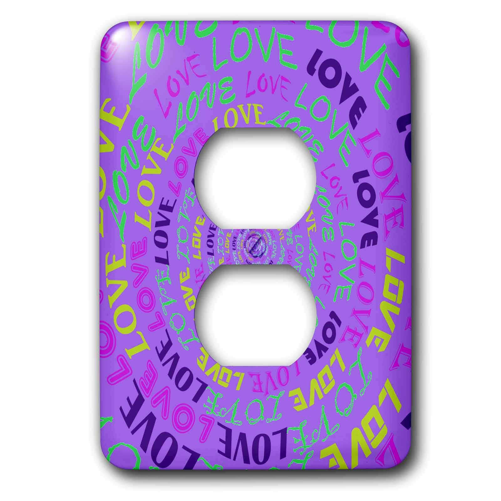 Cache prise 2 prises Violet plaque murale décorative double interrupteur 3dRose