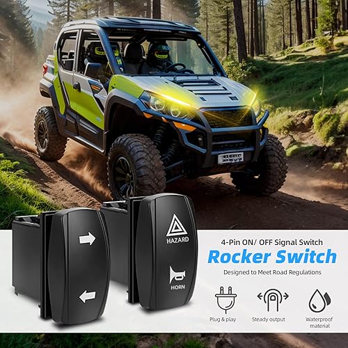 Miniatura 4 de Roykaw Kit de señal de giro UTV, señal de giro con interruptor de giro de columna y bocina de 110 dB, barra de luz COB mejorada, compatible con