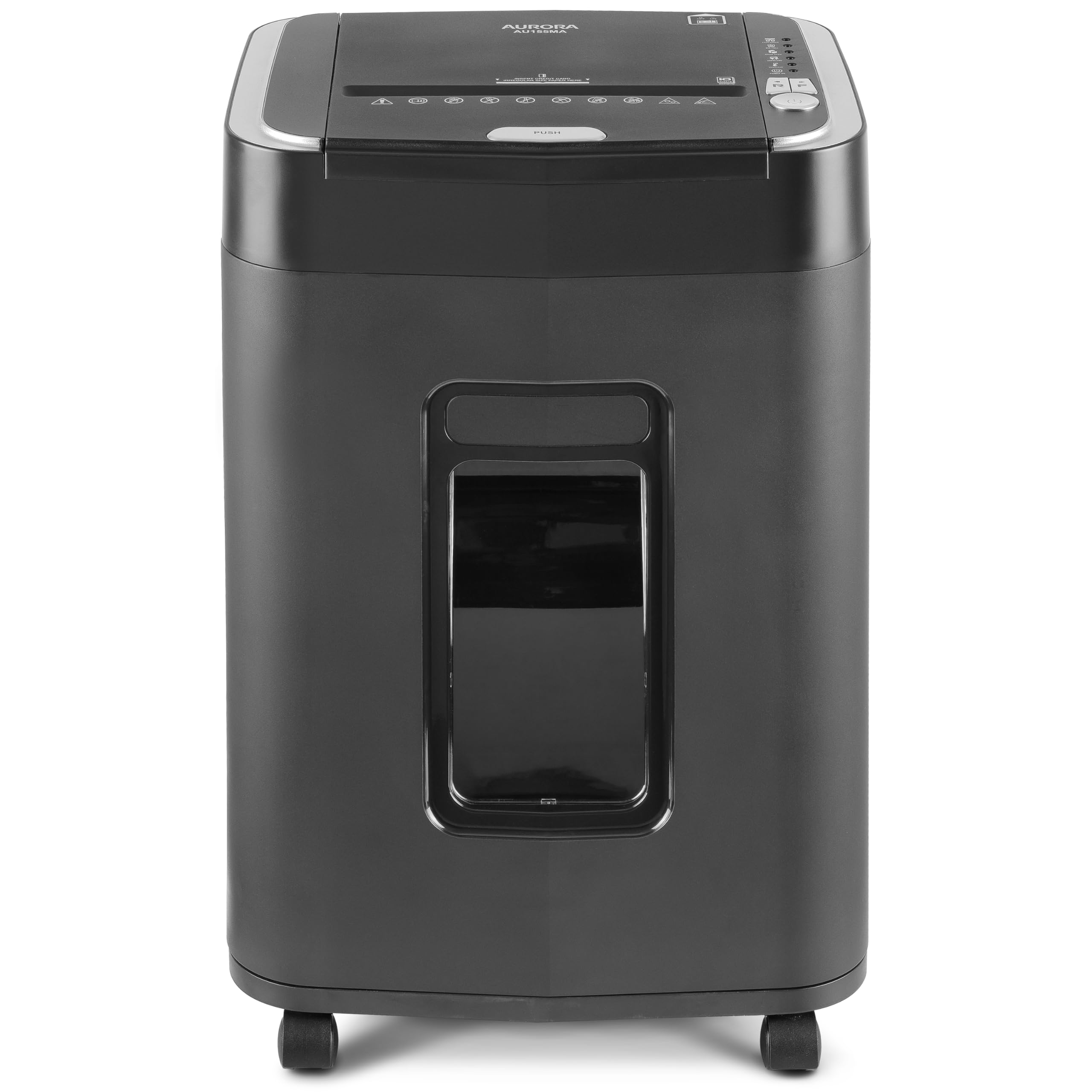 Aurora Trituradora de papel microcortado y tarjetas de crédito de grado profesional de 150 hojas con cesta extraíble de 6.3 galones/60 minutos/nivel de seguridad P-4