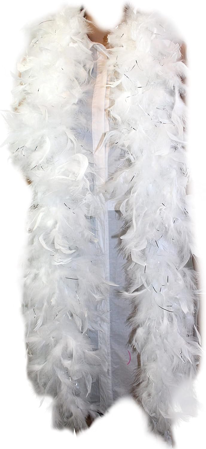 60 Gram, 2 yards Long Chandelle Feather Boa Great for Party, Wedding, Halloween Costume, Decoration