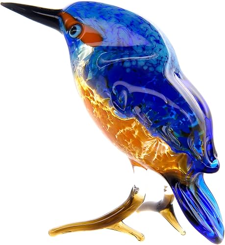 Figura de pájaro soplado a mano, arte de cristal de Murano hecho a mano, colección de animales en miniatura, escultura soplada, adorno, figurilla,