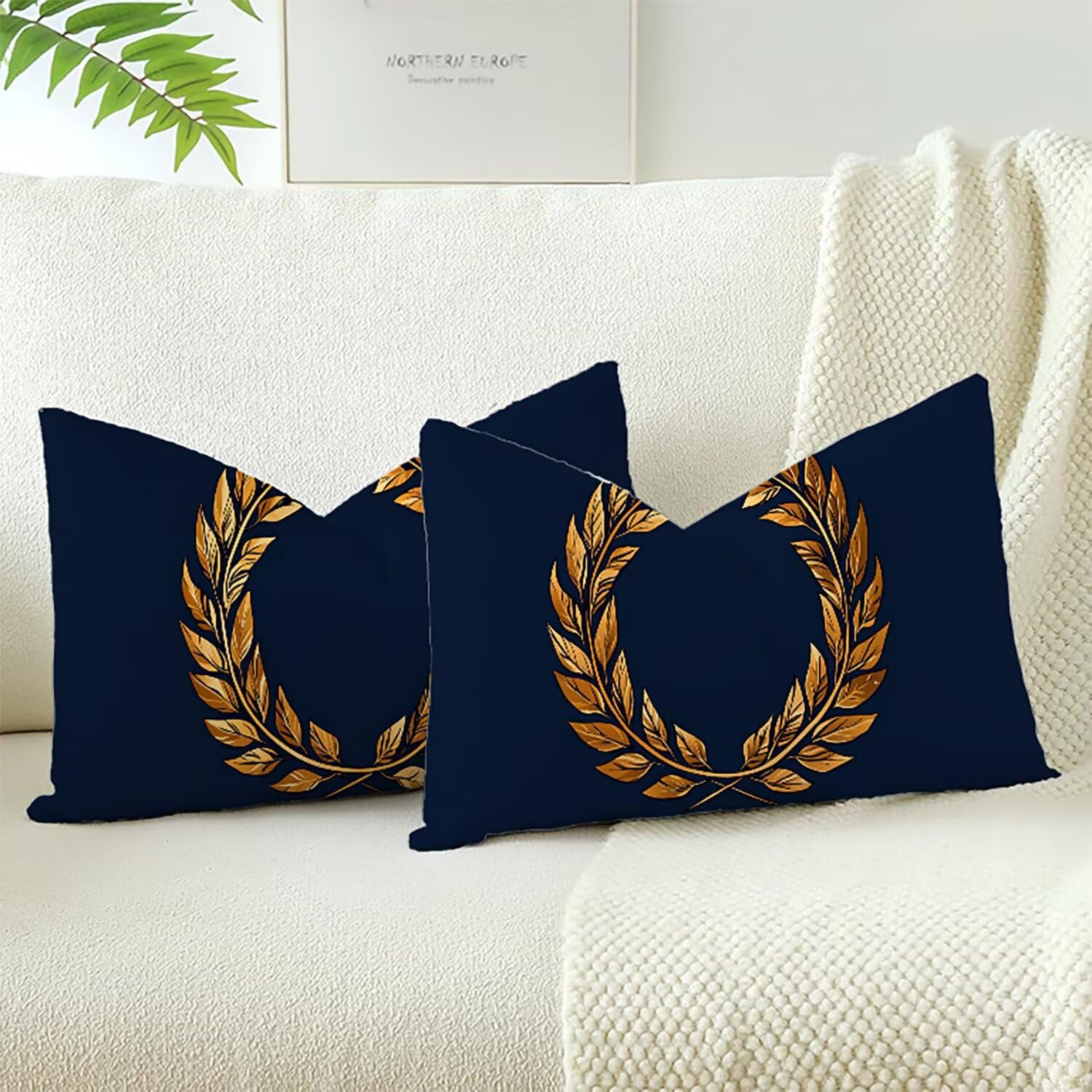 Velours taies d'oreiller bleu 70x40 cm avec fermeture eclair pour grand coussin
