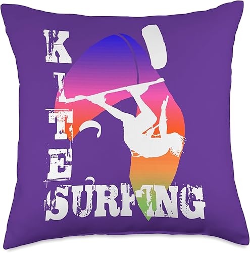 Miniatura 4 de Surfing with Freestyle Kitesurfer and Kite 10 Throw Pillow, 16x16, Multicolor