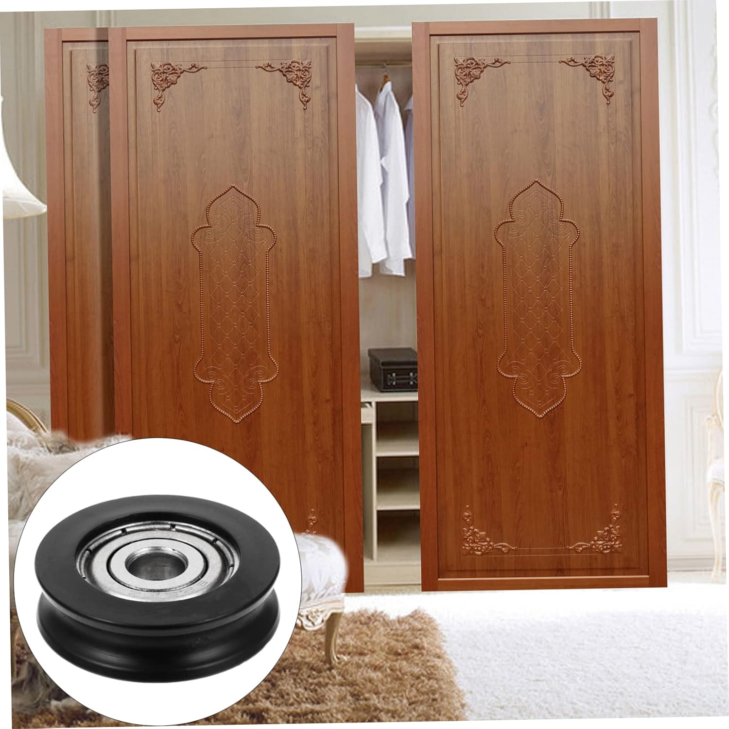 DOITOOL 30pcs Coated Sliding Barn Door Roller Hardware Groove Pulley for Cabinets Closets and and Quiet Door Rollers for Smooth