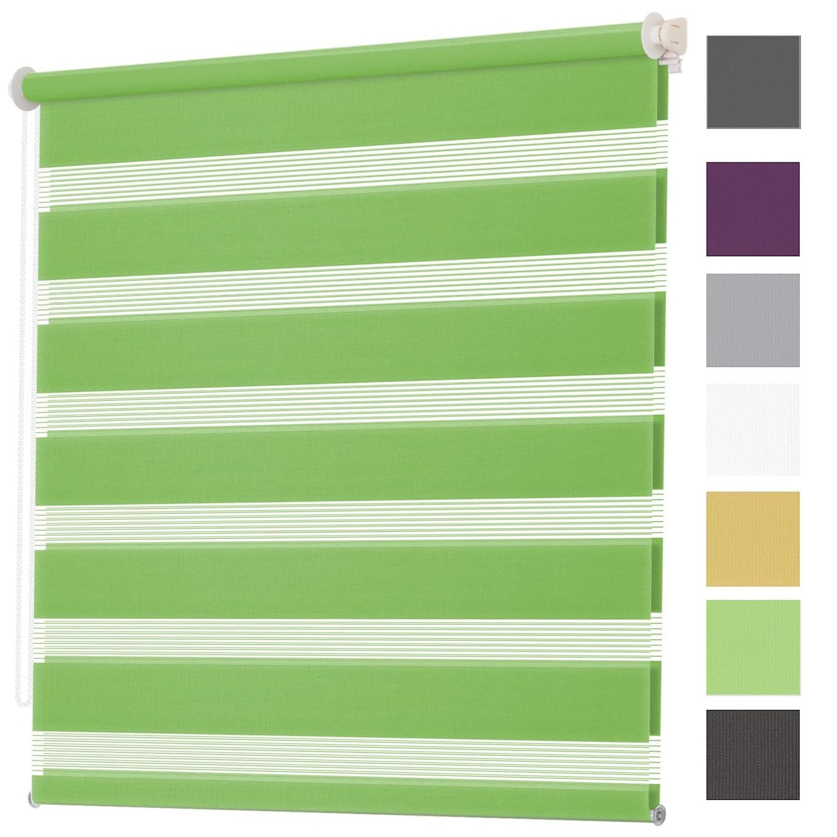 Store Enrouleur Jour Nuit 45x240cm 100% Matériau Blackout Rideaux Occultants Thermique Kit de Montage Inclus, pour fenêtre, Vert