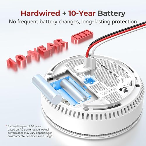 Miniatura 2 de Siterlink Detector de humo cableado detector de monóxido de carbono, batería de 10 años, cumple con UL 217-9, alarma de humo y CO interconectada con