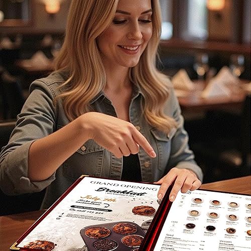 Miniatura 274 de Goodsmart - Fundas para menú de restaurante, paquete de 25 unidades, color negro, 2 vistas, soportes para menú de carga superior, cubiertas