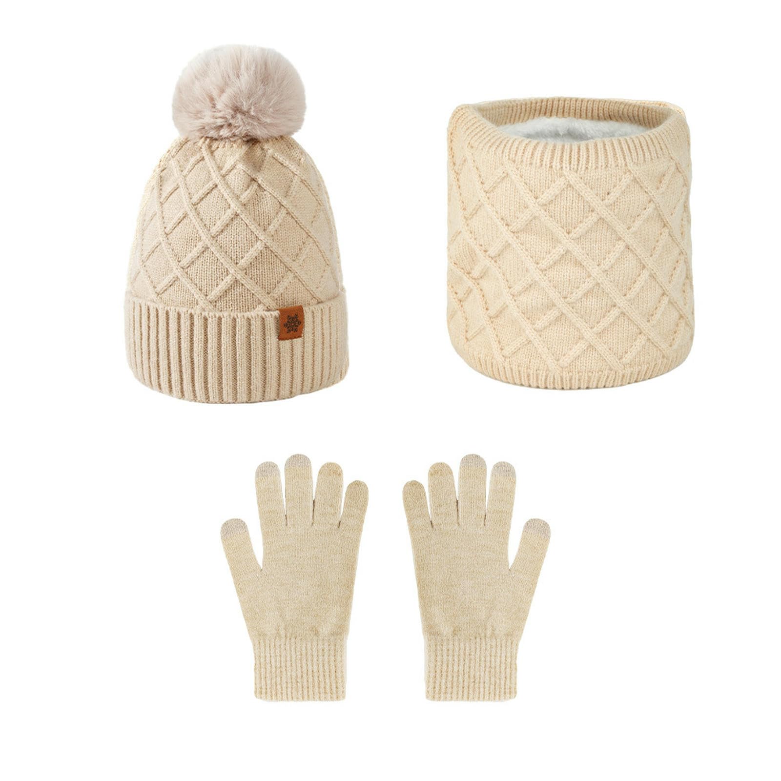 Wintermütze Schal Handschuhe Set Winterwarme, Doppellagige, Mit Fleece Gefütterte Strickmützen, Handschuhe, Schals Und Kältebeständig-dreiteiliges Schwarz
