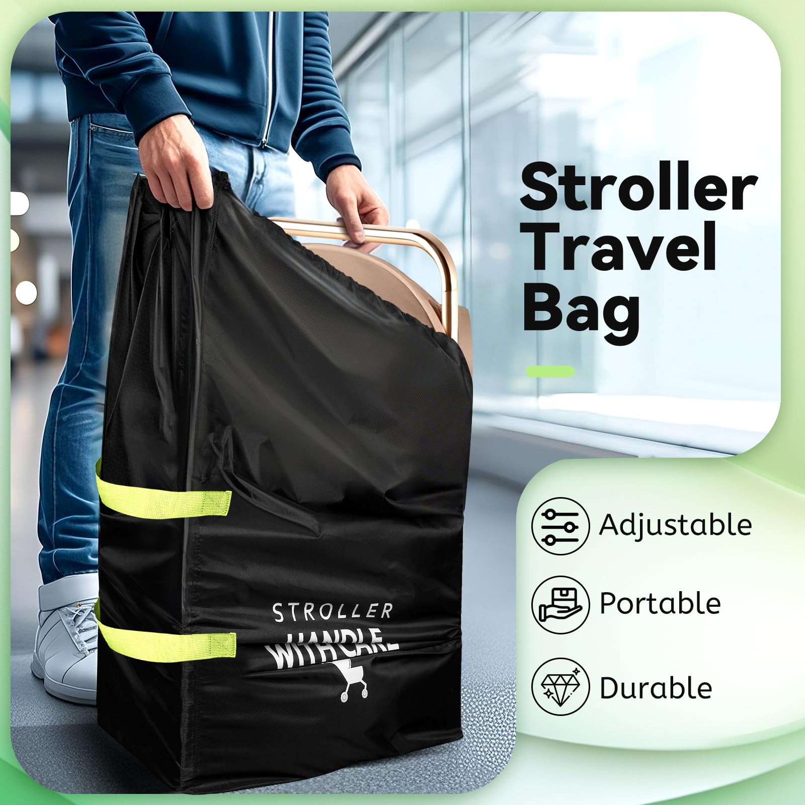 Guiseapue Stroller Bag for Airplane: Large Capacity Pram Travel Bag, Durable Pushchair and Pram Transport Bag - Image 3