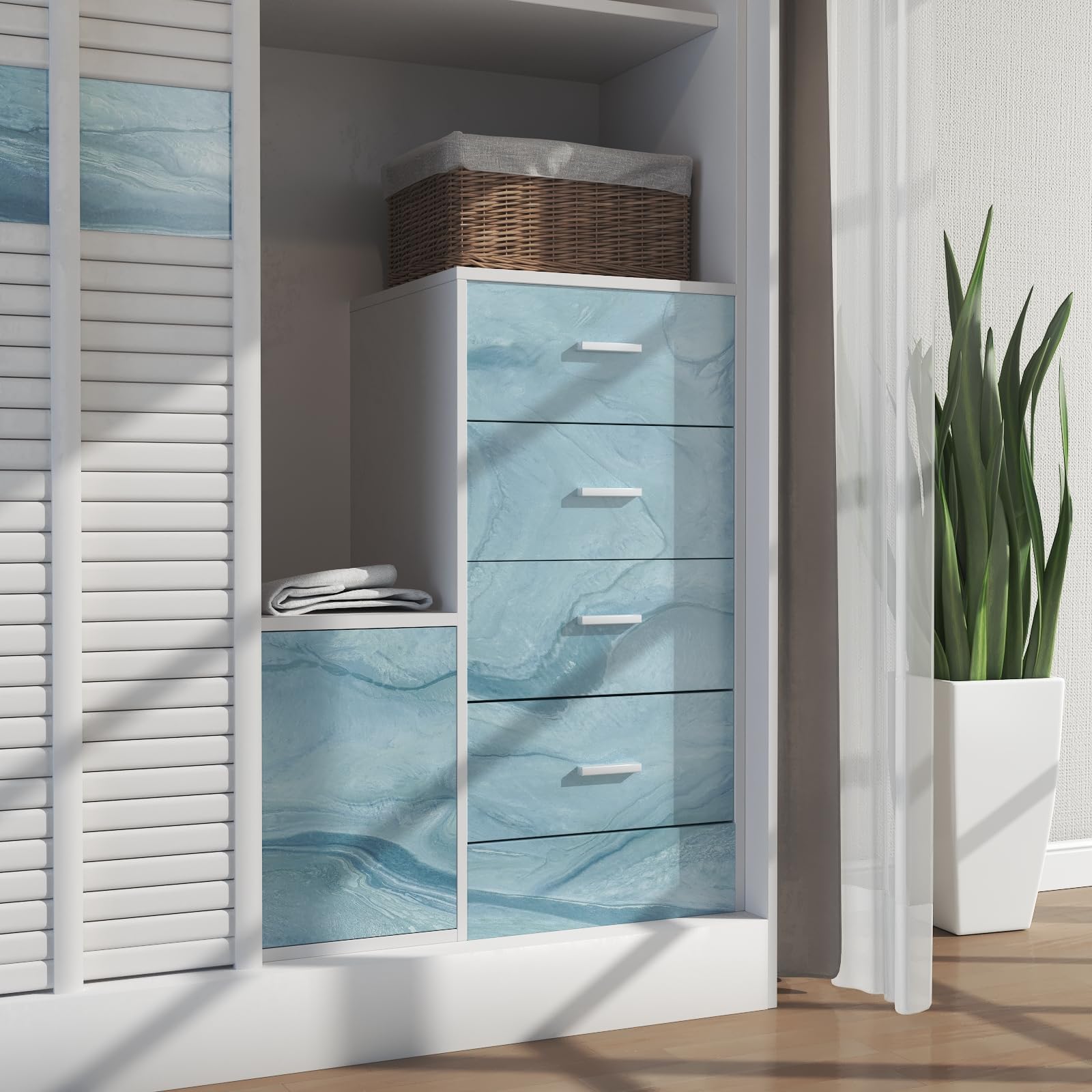 LaCheery Azul Vinilo Adhesivo Muebles Marmol Mate Papel Autoadhesivo Encimera Cocina 90cm x 400cm Papel Adhesivo para Muebles Marmol Azul Lavable Vinilos Adhesivos Decoración para Armario Mesa Puerta