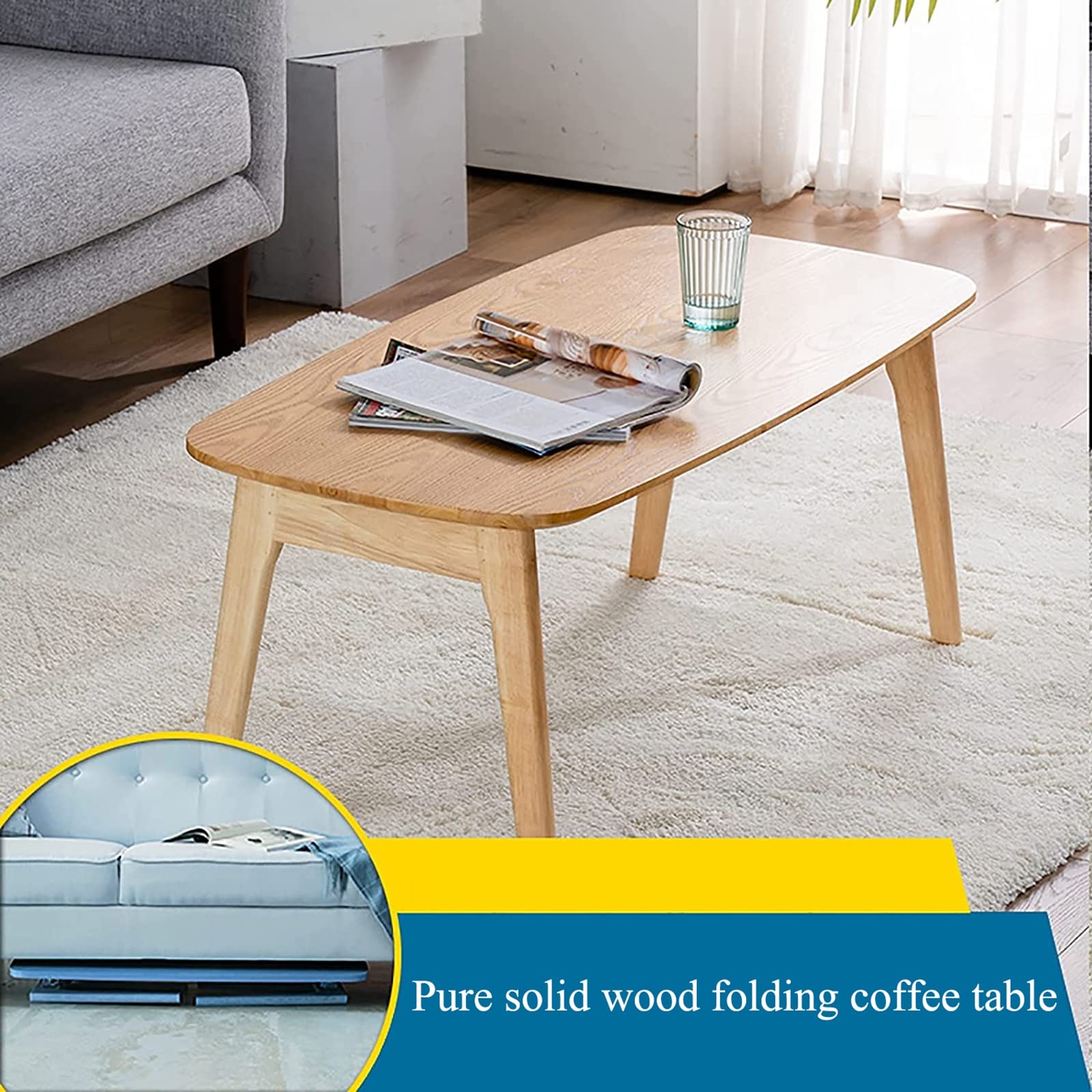 Amazon｜折りたたみ式テーブル、リビングルーム無垢材ソファサイド