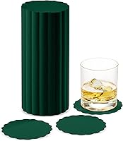 Vista 8 de Posavasos desechables de papel verde para bebidas, posavasos redondos de 3.5 pulgadas para Navidad, bar, cóctel, bebidas, vino o evento, paquete