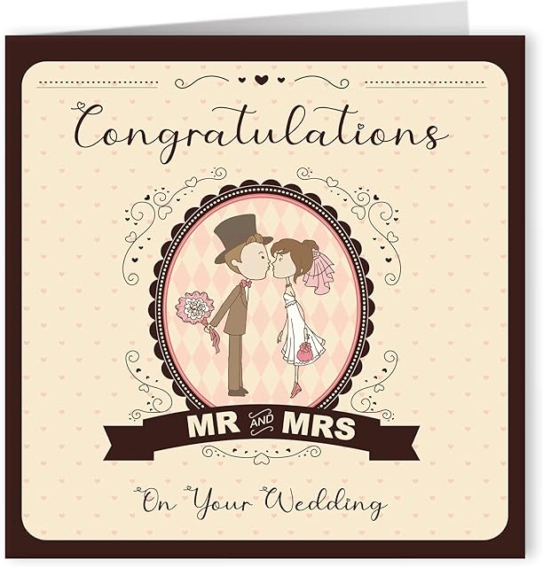 Cult Kitty - Mr And Mrs - Cute Wedding Card for Bride and Groom - Funny Wedding Card Congratulations - Beautiful Wedding Card for Newly Wed Couple