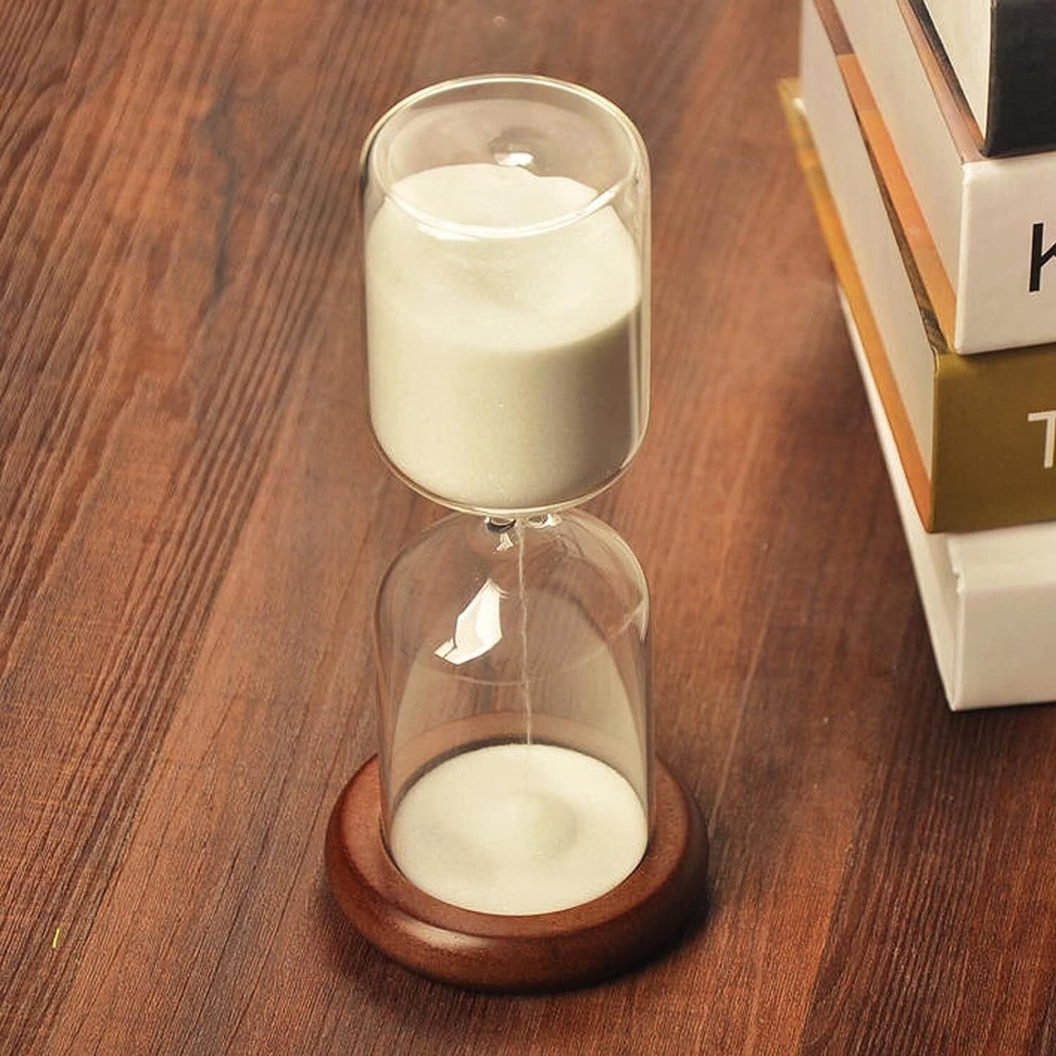 Temporizador de reloj de arena, asistente de gestión del tiempo, temporizador de arena de 30 minutos con soporte de madera, for decoración de adornos, Navidad, Año Nuevo, cumpleaños, té, mesa de café,