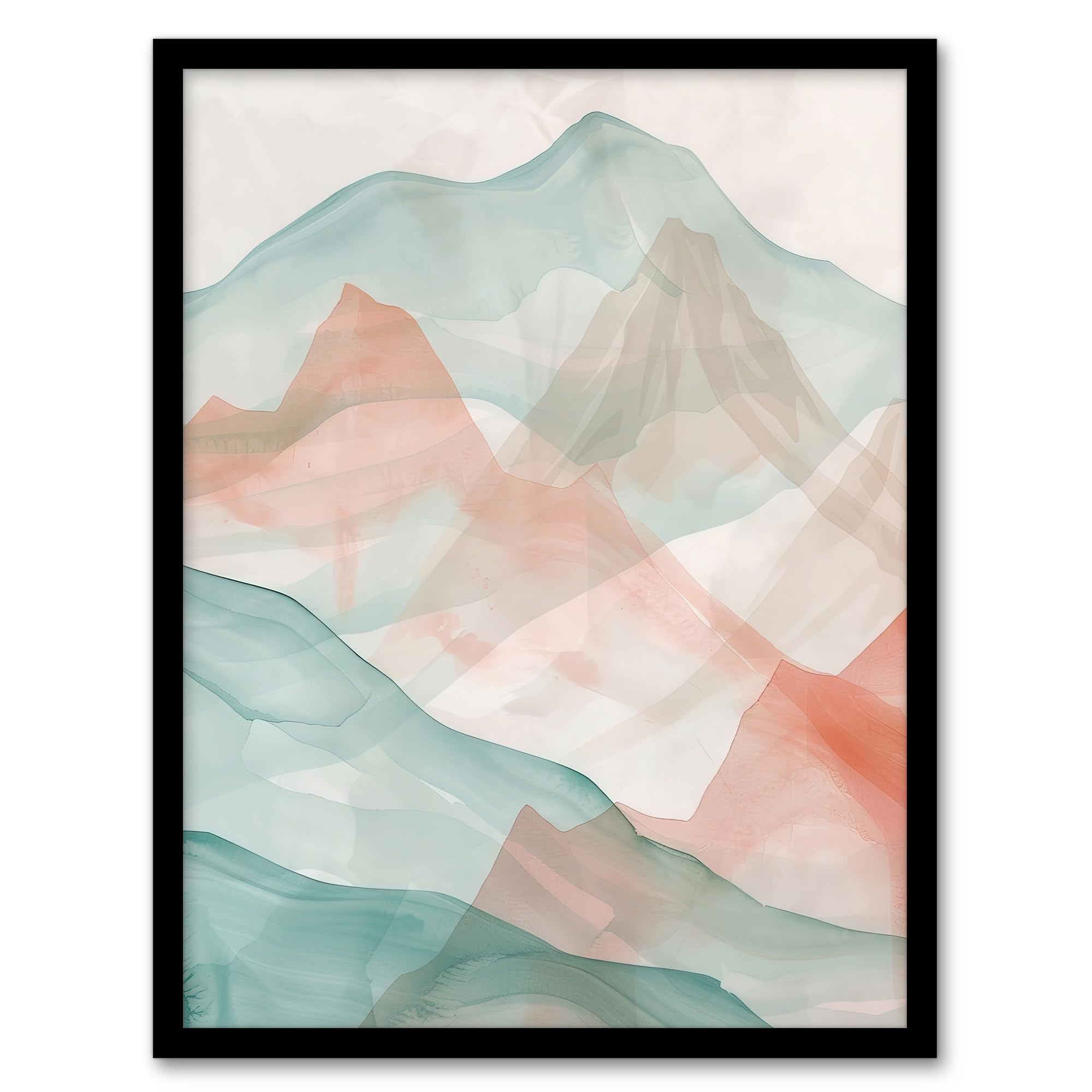 Artery8 Abstract Mont Blanc Mountain Hills Watercolour Living Room Artwork Framed Wall Art Print A4