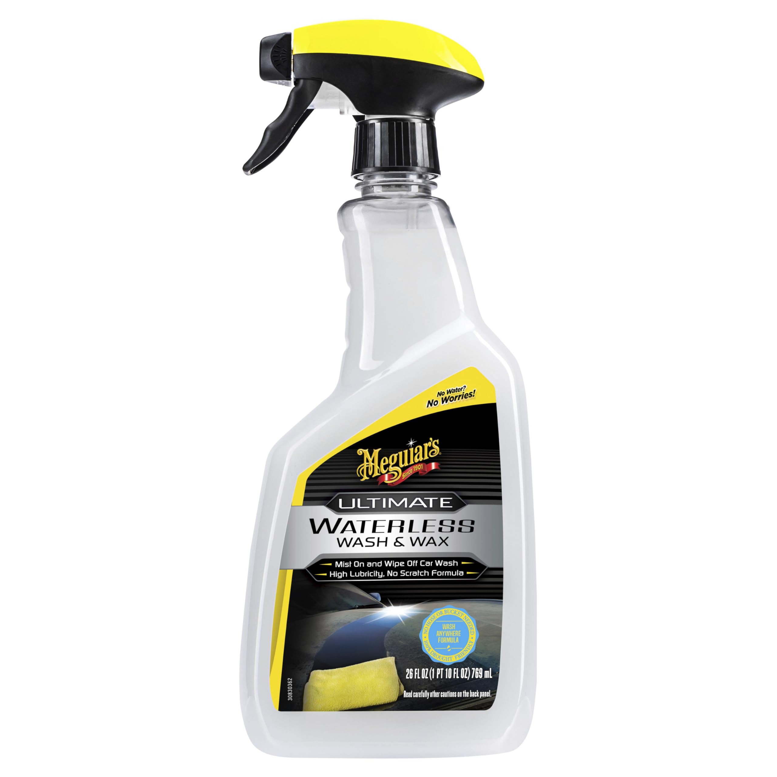 Meguiar’s Ultimate Waterless Wash & Wax, Scratch-Free Cleaning Spray That Cleans and Protects Without Water, 2-in-1 Detailer for Shine, Cool Car Gifts for Men and Women, 24 Oz