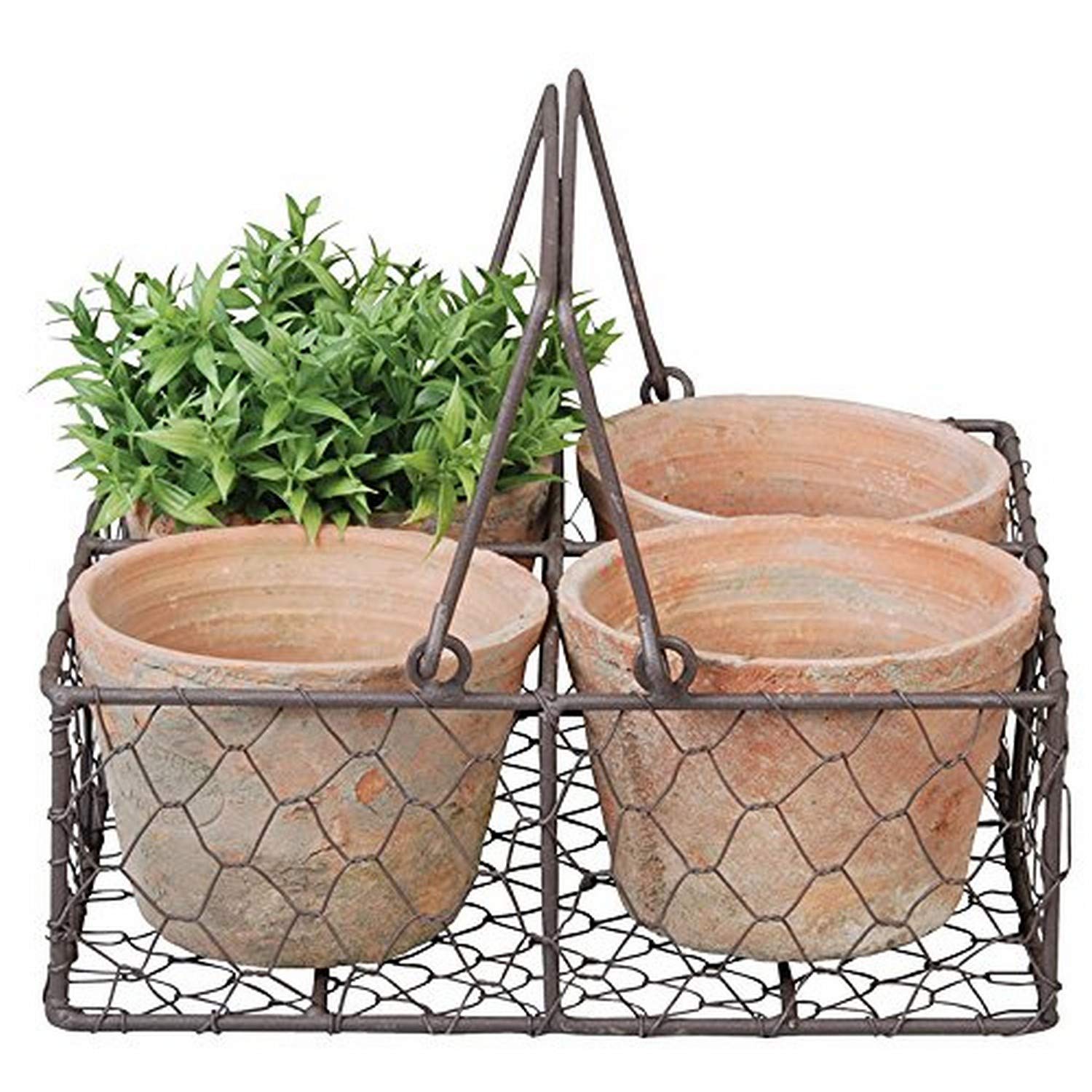 Esschert Design AT12 Aged Terracotta 4 Flowerpots in Metal