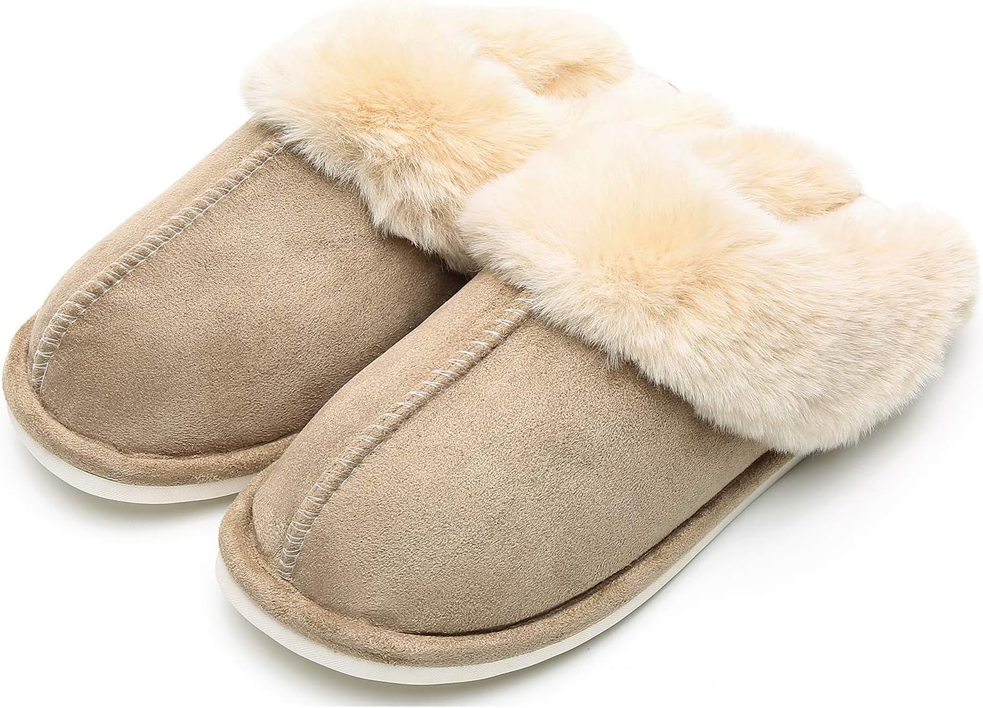 Epsion Womens Winter Warm Slipper Faux Fur Fluffy Slip-On House Slippers Suede Plush Lined/Anti-Skid Sole Indoor Outdoor - Image 3