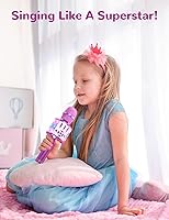 Vista 7 de Amazmic Juguetes para Niñas, Micrófono de Karaoke para Niños Micrófono para Niños Pequeños con Luces, para Niñas, Fiesta de Cumpleaños de Año Nuevo