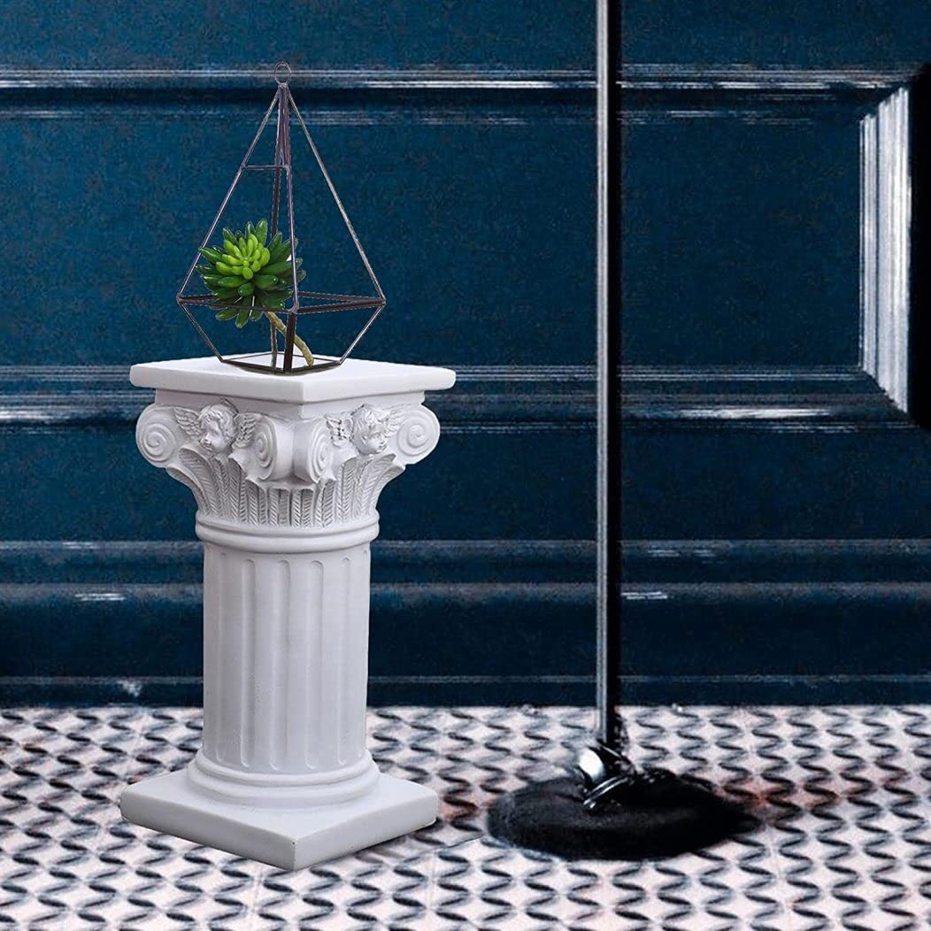 2X Creative Pilier Romain Colonne Grecque Statue Résine Piédestal Stand Figurine Sculpture Table Extérieur Maison Cuisine Décor Léger (Color : Branco) (Color : L Square s Square s Round