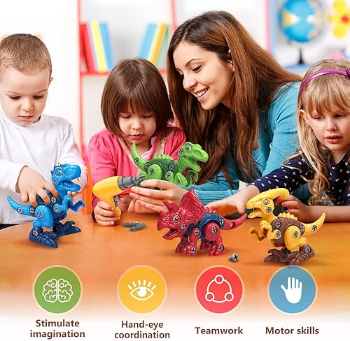 Miniatura 6 de Juguetes de dinosaurio para niños de 3 4 5 6 y 7 años juguetes desmontables con taladro eléctrico para niños juguetes educativos de construcción