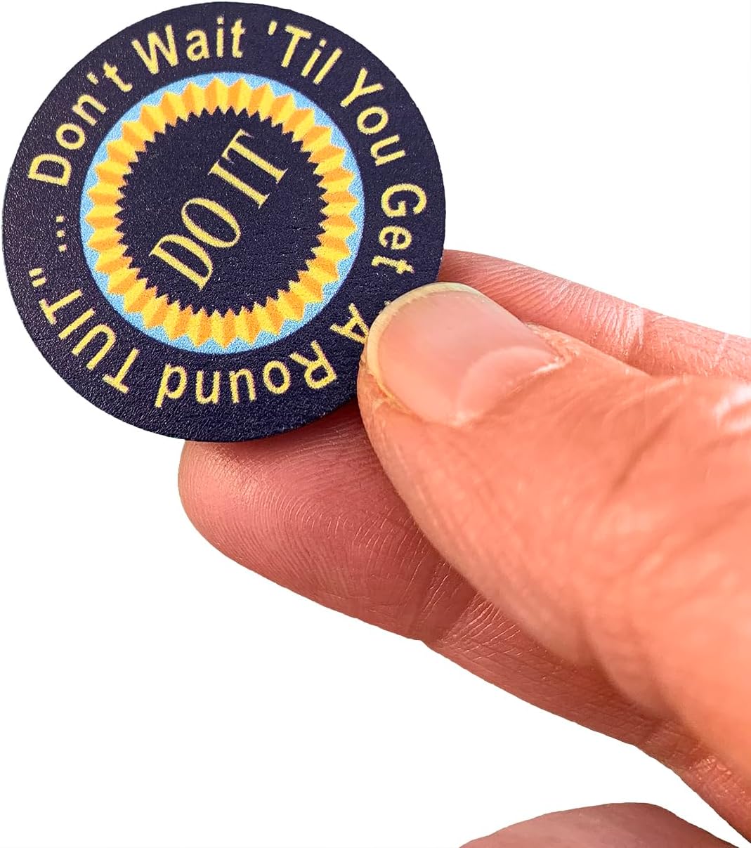 Trainers Warehouse Colorful Round TUIT Tokens (24/Set) | No Better Way to Say Don't Procrastinate! Do it Now Than with a A Round TUIT (Blue Painted Wood)