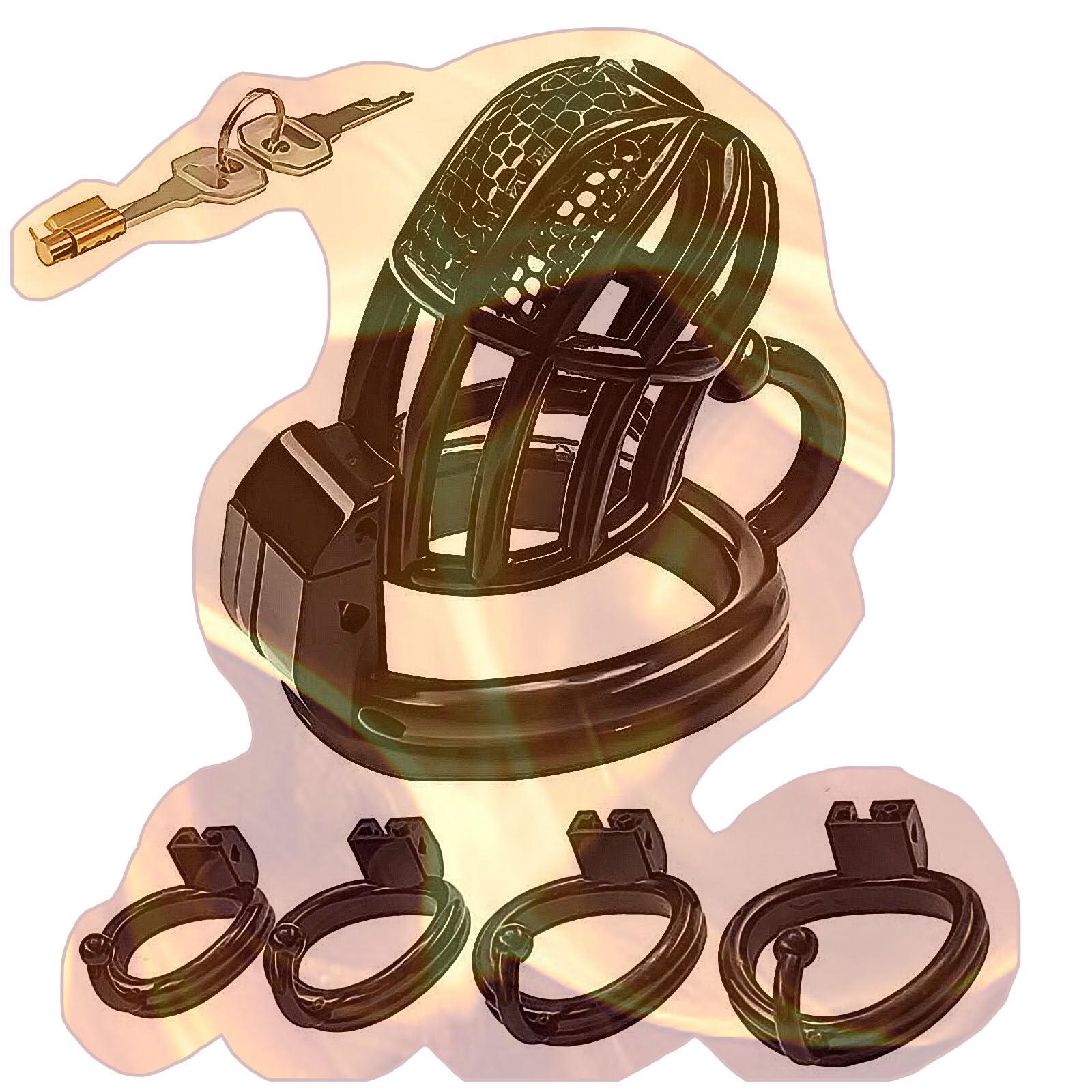 Men's Lightweight Honeycomb Protection Cage, Training Set with 4 Rings and Hook -YA26US (Black:B, Large)