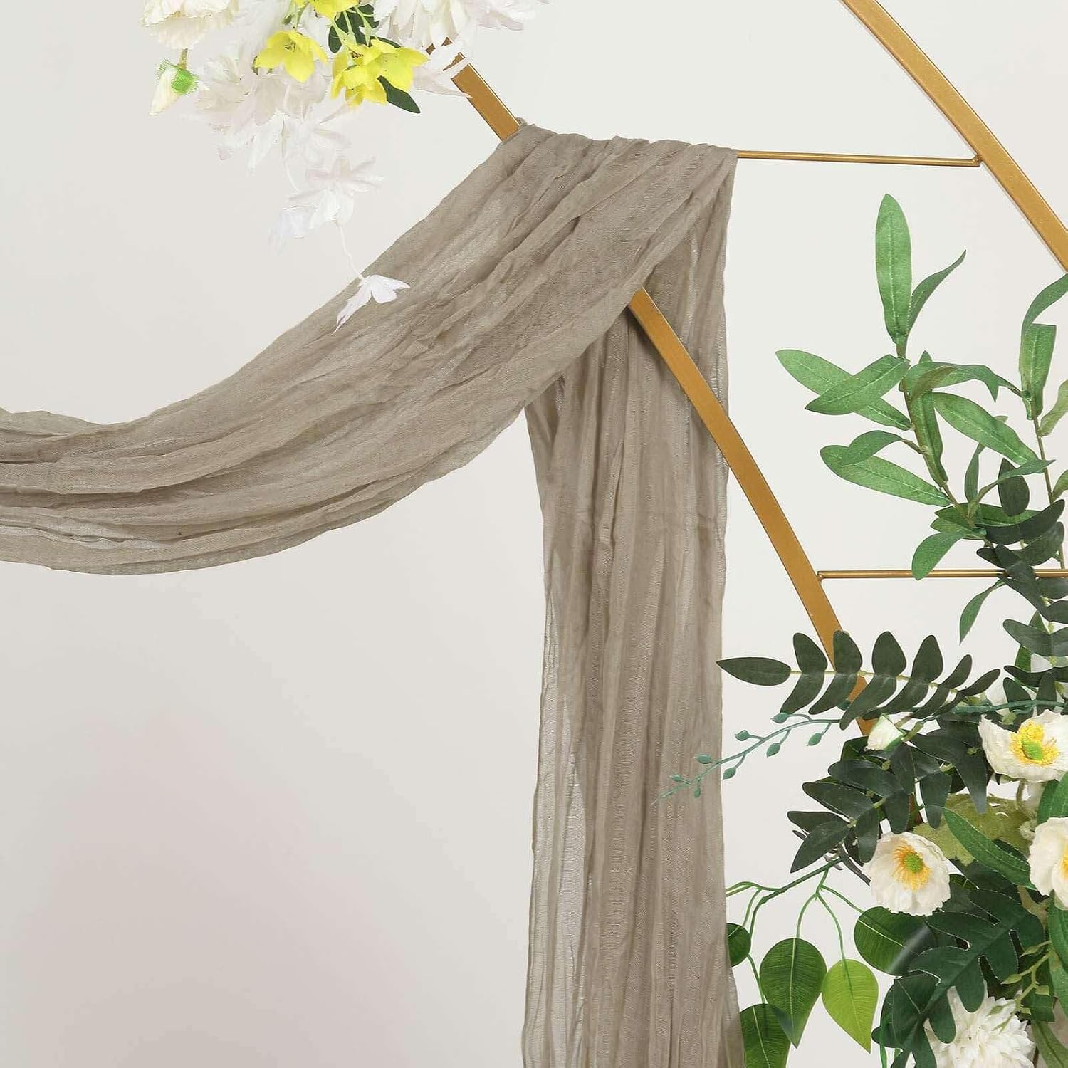 Efavormart 20ft Natural Beige Gauze Cheesecloth Wedding Arch Drapery Fabric, Extra Long Earthy Scarf Valance for Scandi Backdrop and Minimalist Decor