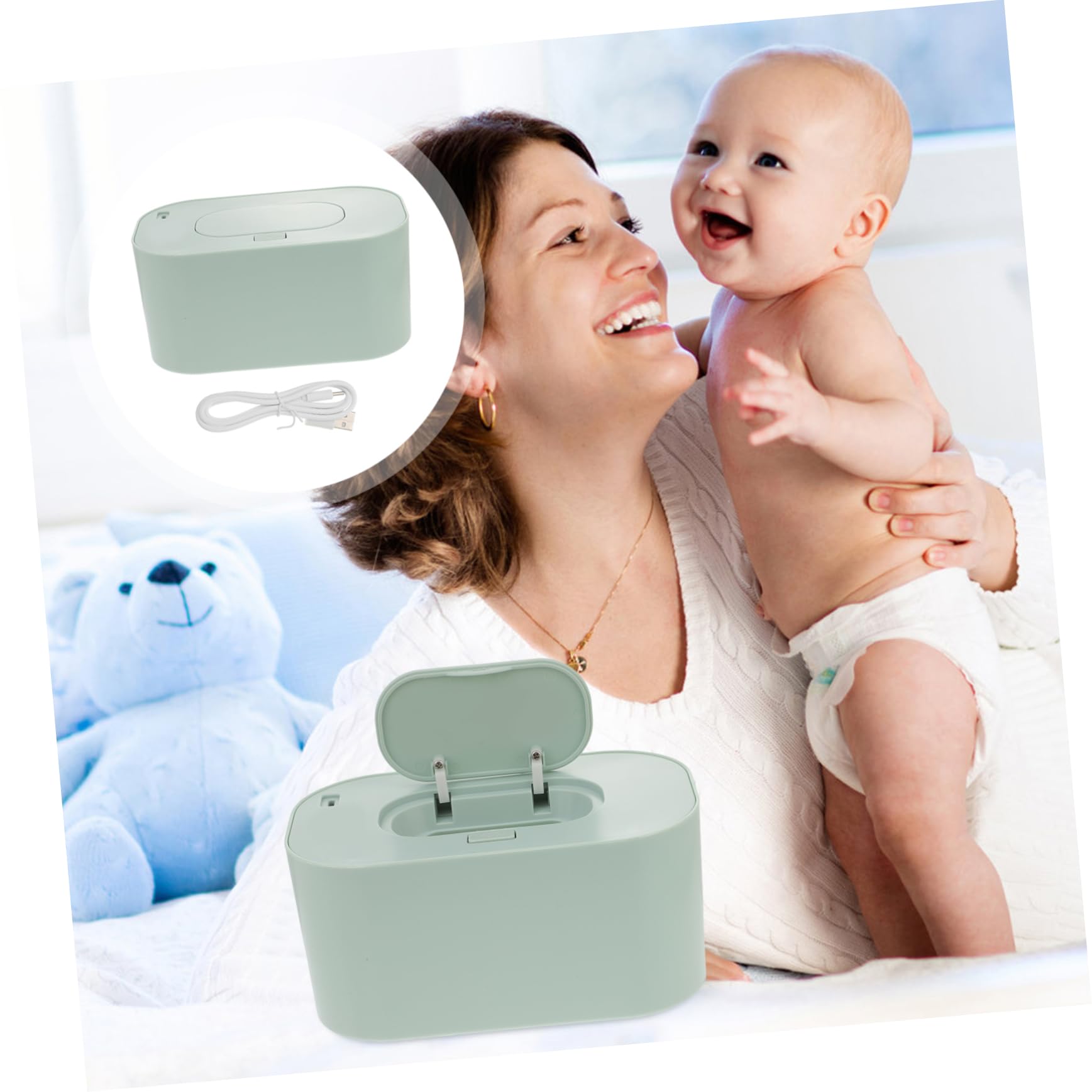 Ciieeo Chauffe-lingettes Portable pour Bébé Chauffage sans Fil USB, Design Compact Vert