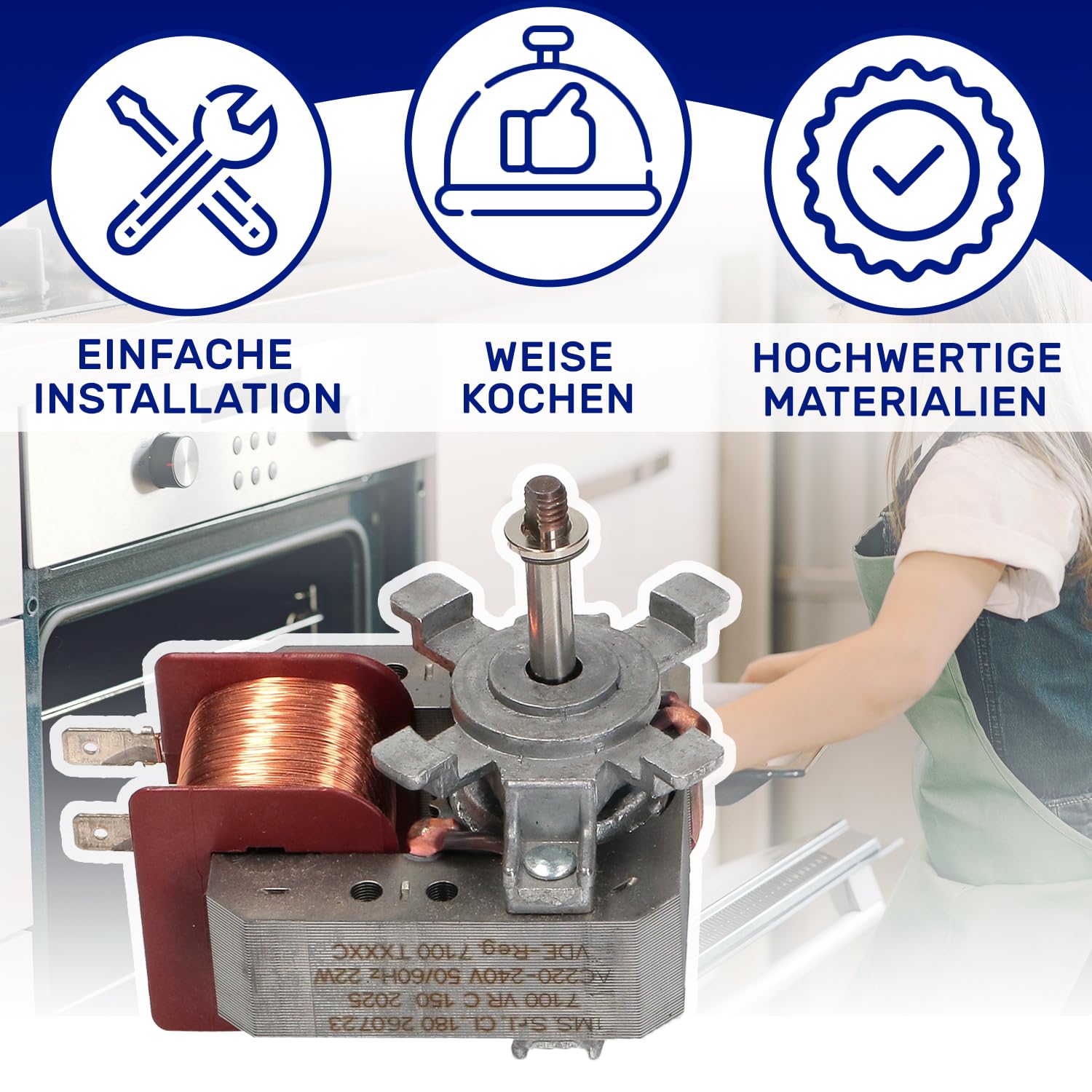 Motor Heißluftgebläse für Backofen 22W 220-240V 50-60Hz mit dem Originalcode 3304920204 3370673091 3370673125 3890813045 für Zanussi - HERGESTELLT IN ITALIEN - Garantie 10 Jahre - MONTERAL