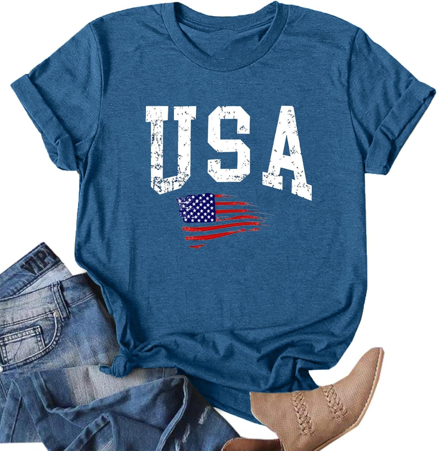 We The People Shirt Women 4th of July Shirts American Flag T-Shirt Patriotic Graphic Tees Casual Summer Tops
