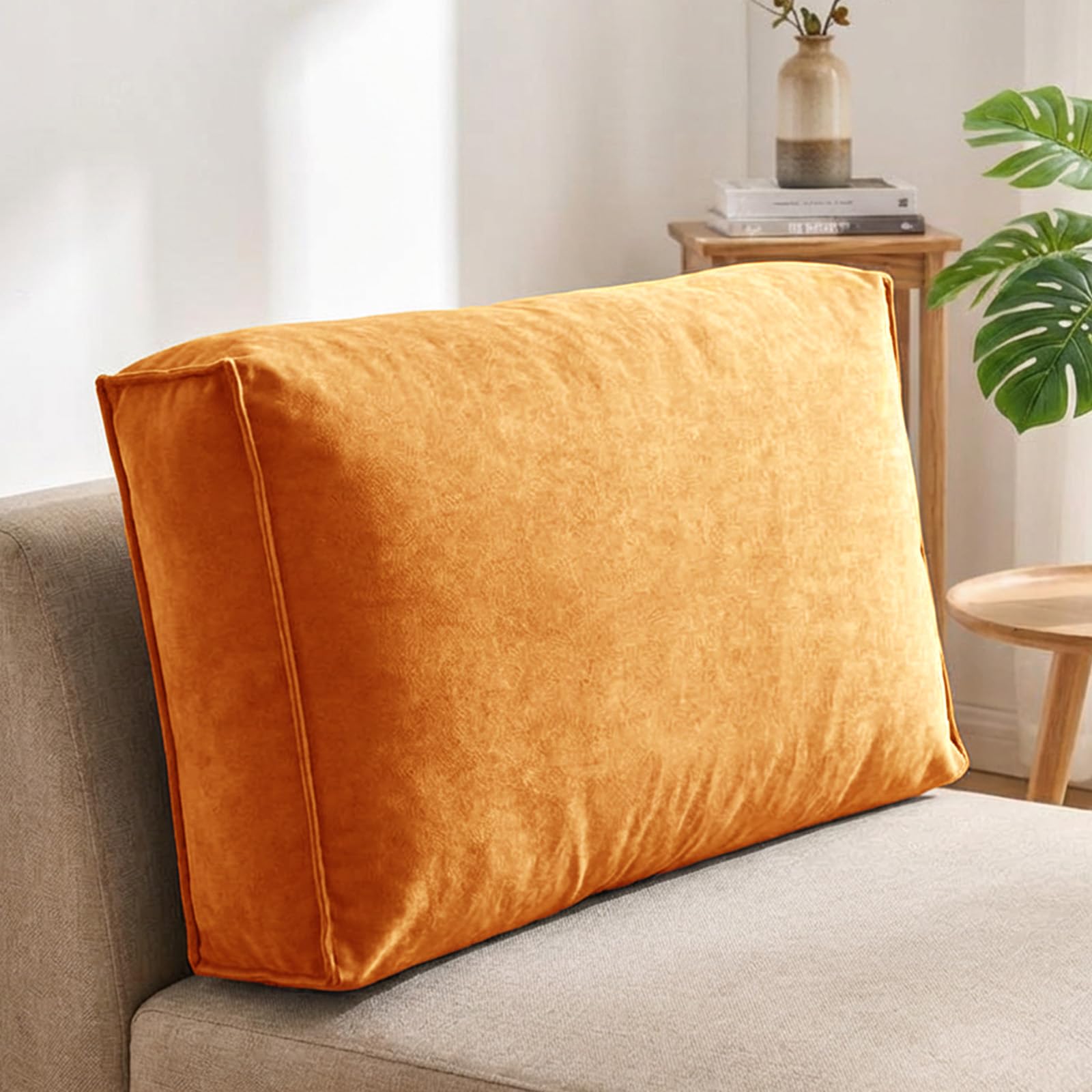 Aocase Large Sofa Back Cushions, Lumbar Support Pillow for Couch & Bed – Reading Pillow with Waist Support, Throw Pillow for Sofa, Bay Window, Bedside Comfort,Orange,90×45×12cm