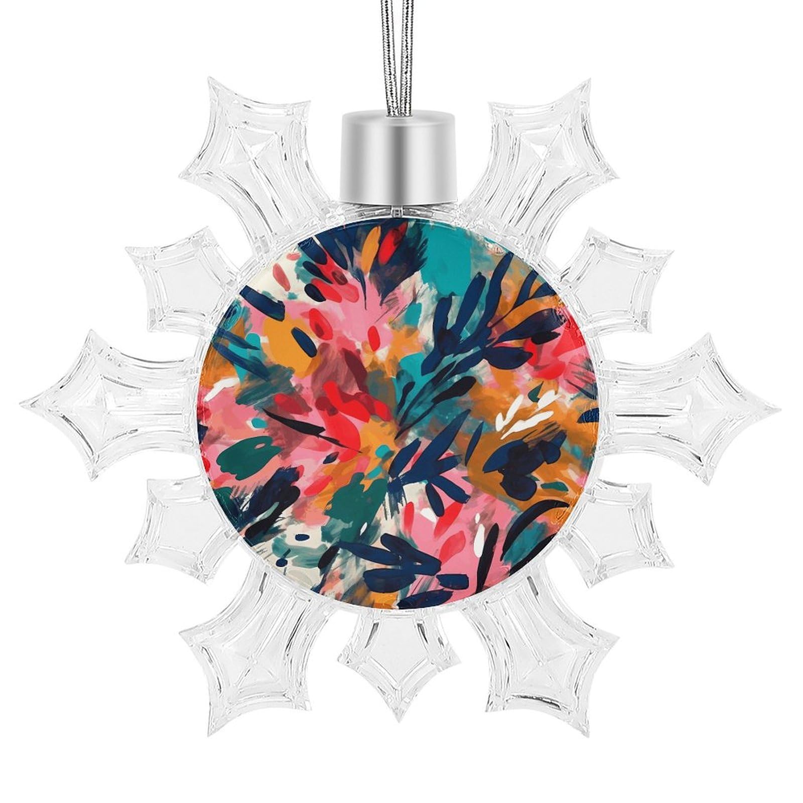 Snowflake Christmas Tree Ornaments,Color Painting Printed Snowflake Pendants Xmas Trees Hanging Ornaments for Christmas Tree Home Decoration