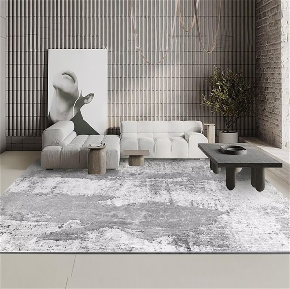 Tapis pas cher grand format gris pour décorer un salon ou une chambre d'ado