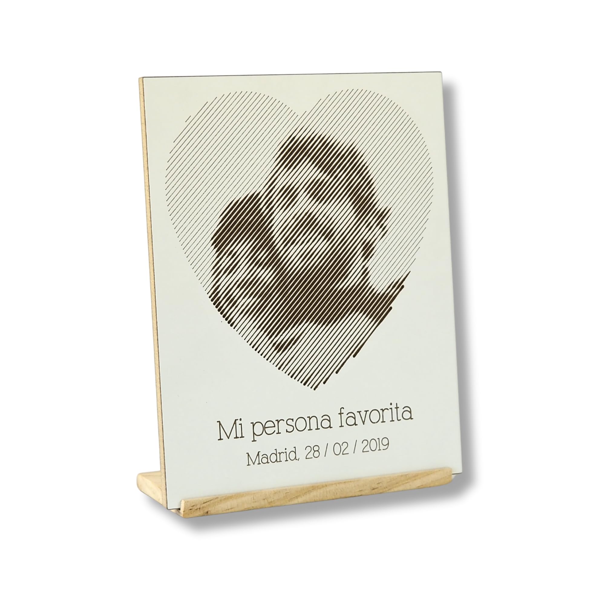 Eleku - Cuadro personalizado con foto tallado en madera - Regalo original hombre, mujer, parejas, novios, amigos, familia, bebé - Boda, Aniversario, Bautizo, Cumpleaños - Texto, Nombre, dedicatoria