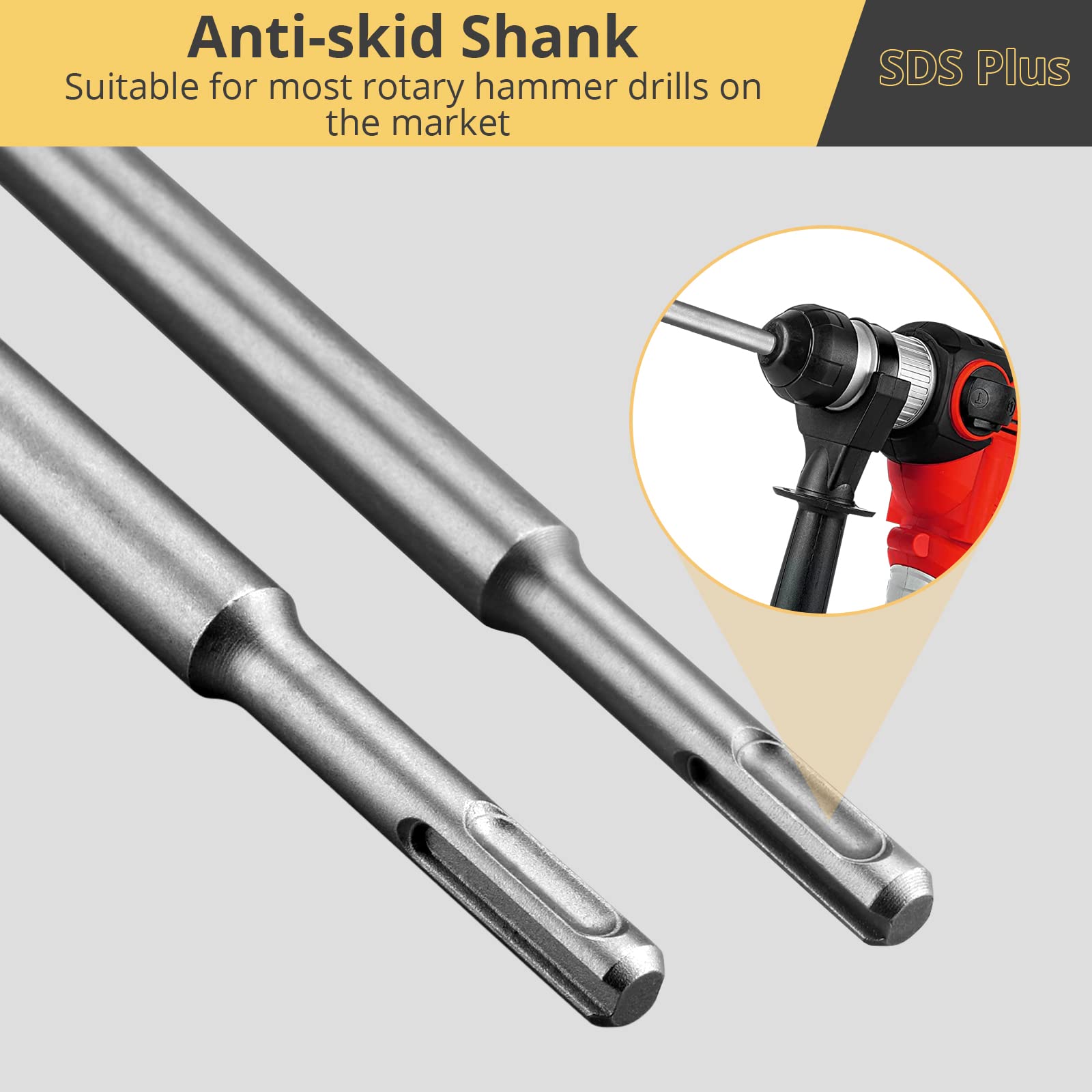 Kit 12 Pezzi Scalpelli E Punte SDS-Plus AMTOVL - Per Martello Demolitore, 5-12 Mm, Per Piastrelle E Calcestruzzo